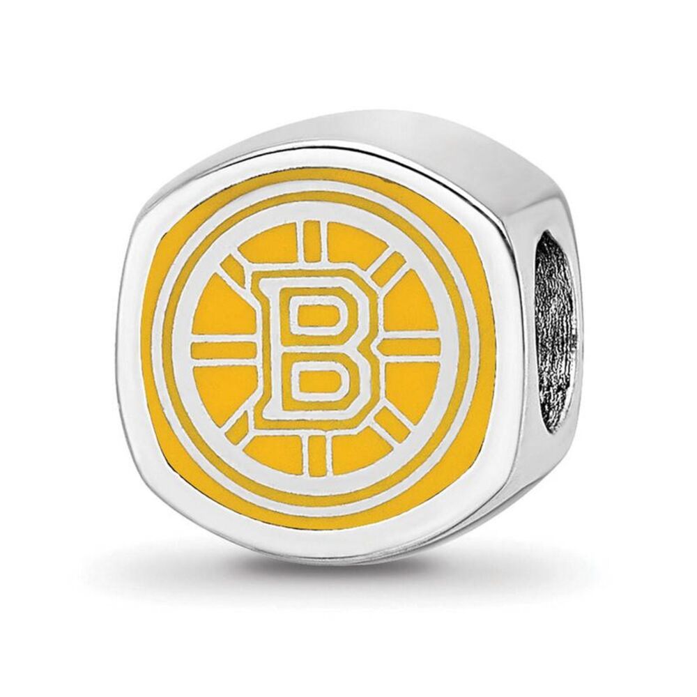 Sterling Silver NHL Boston Bruins Cushion Enamel Bead Charm